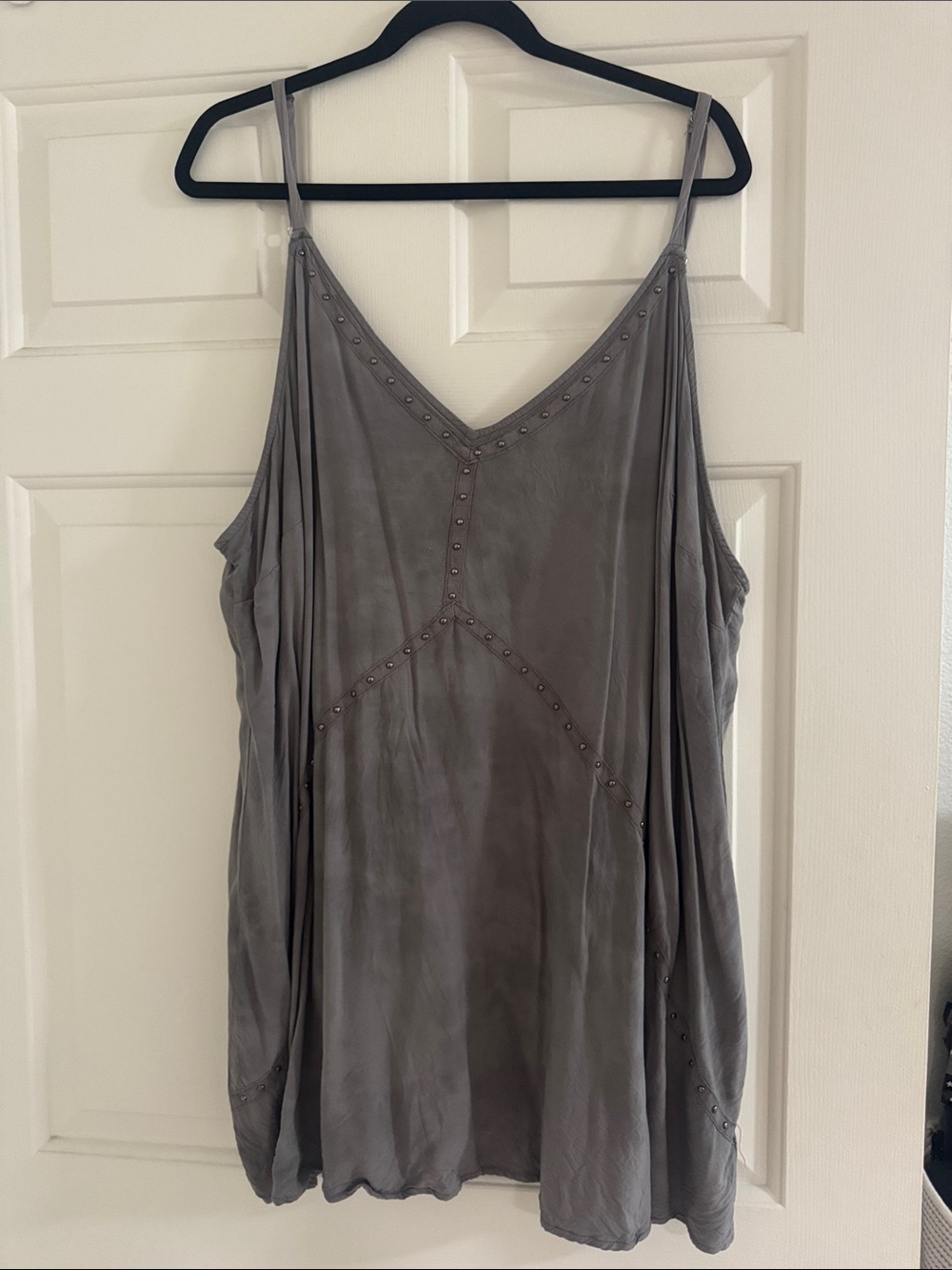 torrid Gray Stud-Trim V-Neck Flowy Camisole Top
